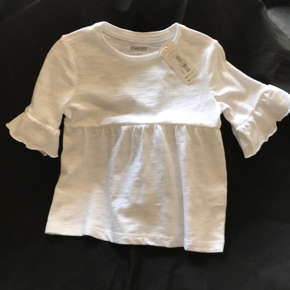 Baby girl white 3/4 ruffle sleeve top